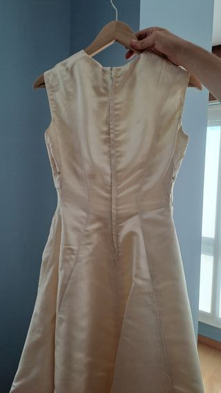 Vestido beige seda vintage