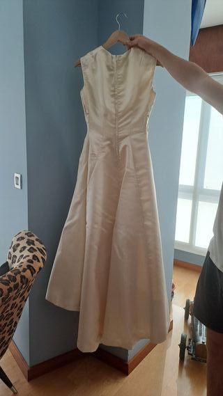 Vestido beige seda vintage