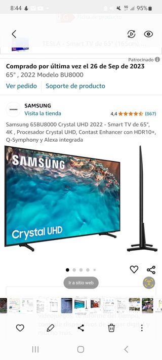 TV Samsung 65" Crystal UHD 2022