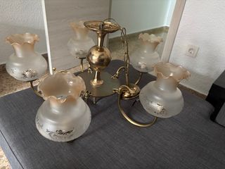 Lámpara antigua 5 brazos dorada