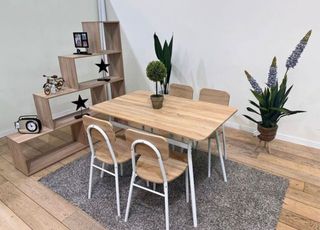 Mesa Comedor 4 Sillas - Madera Blanca