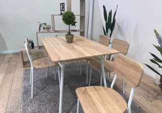 Mesa Comedor 4 Sillas - Madera Blanca