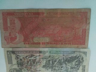 2 Billetes Honduras - 1 Lempira & 5 Lempiras