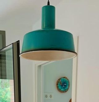 Lampara vintage turquesa metal