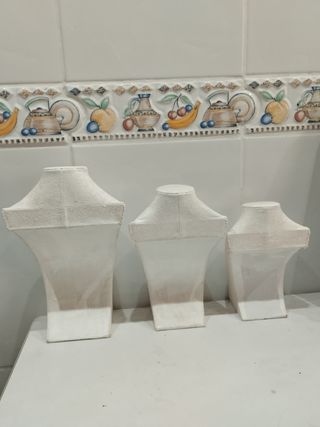 3 Bustos Exhibidores Joyas Blancos