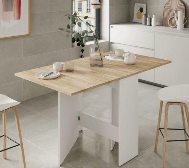 Mesa plegable blanca-madera