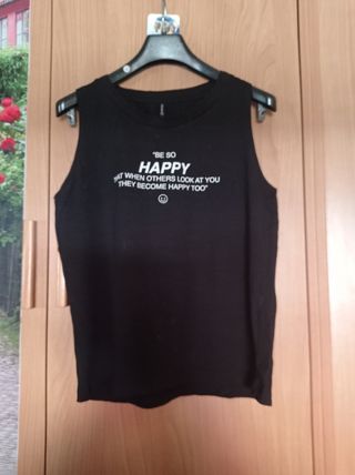 Camiseta negra Stradivarius - Talla S