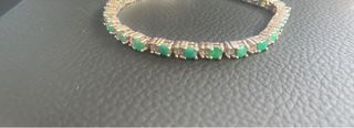 PULSERA DE PLATA DE PRIMERA LEY CON ESMERALDAS 