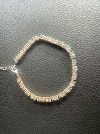 PULSERA DE PLATA DE PRIMERA LEY CON ESMERALDAS 