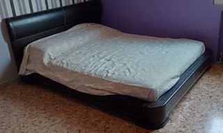 Letto matrimoniale ecopelle marrone nero