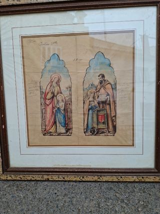 Cuadro antiguo | Dibujo vitral 1900