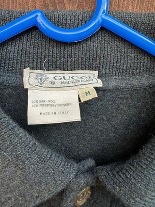 Maglione Gucci vintage grigio con logo blu