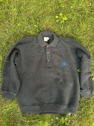 Maglione Gucci vintage grigio con logo blu