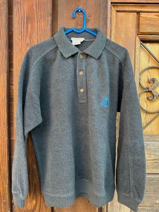 Maglione Gucci vintage grigio con logo blu