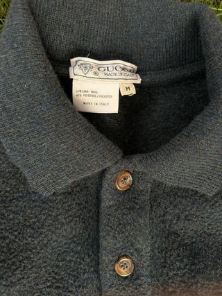Maglione Gucci vintage grigio con logo blu