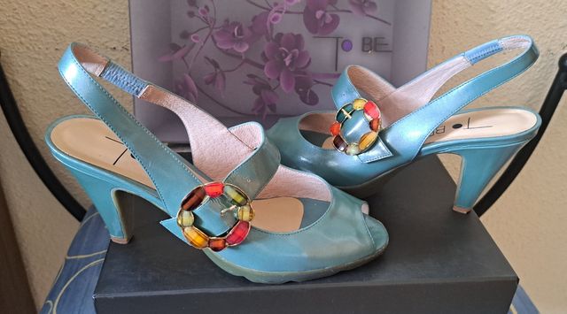 Sandalias TO BE by Rebeca Sanver turquesa