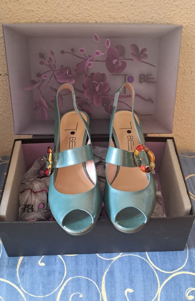 Sandalias TO BE by Rebeca Sanver turquesa