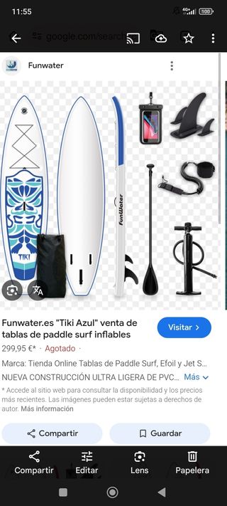Tabla Paddle Surf Tiki Azul inflable