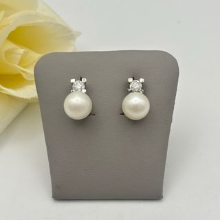 Pendientes oro 18kt con perla y diamantes