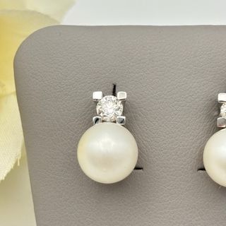 Pendientes oro 18kt con perla y diamantes