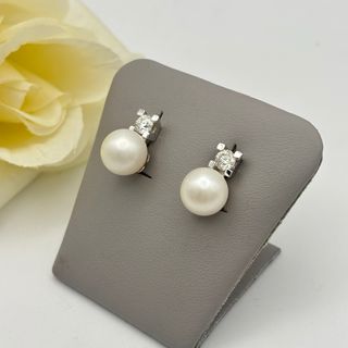 Pendientes oro 18kt con perla y diamantes