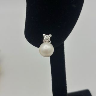 Pendientes oro 18kt con perla y diamantes