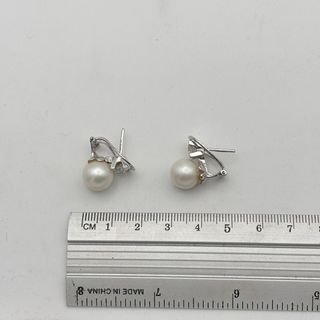 Pendientes oro 18kt con perla y diamantes