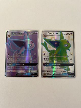 2 cartas Pokémon Espeon GX