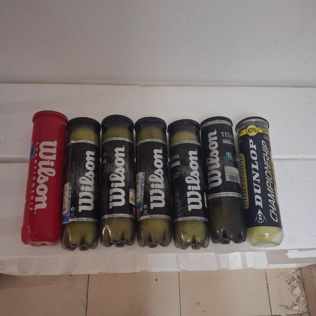 7 tubos de pelotas de tenis wilson y dunlop