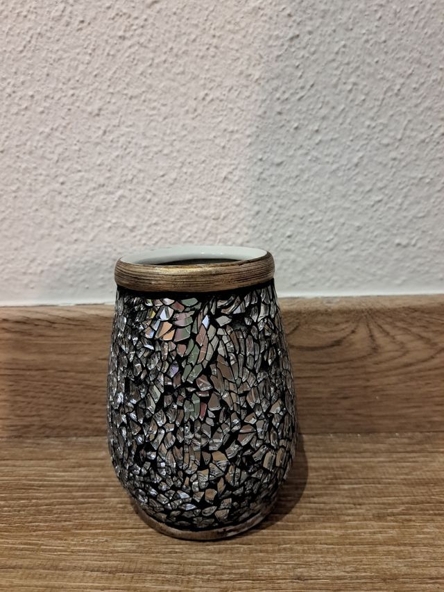 Vaso mosaico baño - plata, marrón