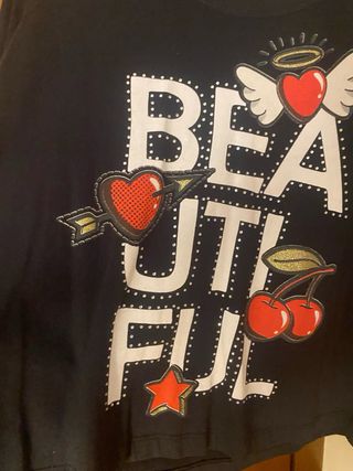 Maglietta nera in cotone con motivo