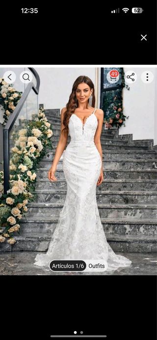 Vestido novia blanco encaje