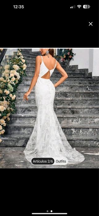 Vestido novia blanco encaje