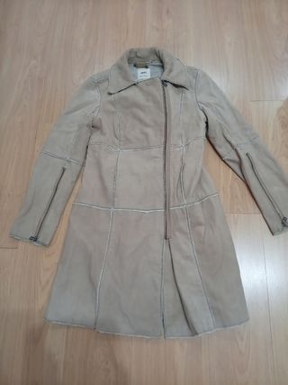 Abrigo Mango piel beige XL