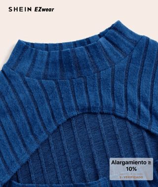 Top SHEIN azul, cuello alto, abertura