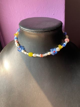 Collar flores-Cristal,Perlas