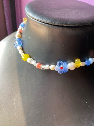 Collar flores-Cristal,Perlas