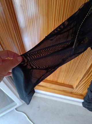 Vestido negro asimétrico manga larga M