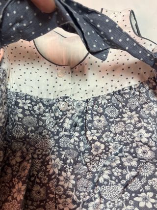 Vestido niña 6 meses - Flores grises