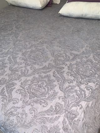 Tessuto velluto argento 150+ copriletto + tende