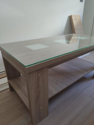 Mesa centro cristal - madera