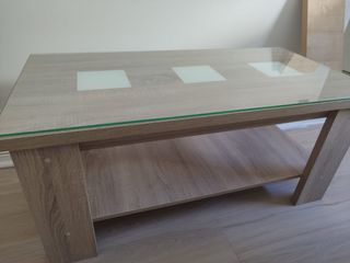 Mesa centro cristal - madera