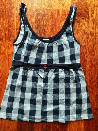 Camiseta Cuadros Stradivarius Talla S Mujer Gris
