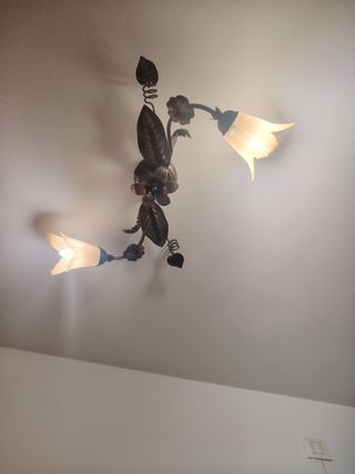 Lampadario 2 fiori - Metallo, Vetro