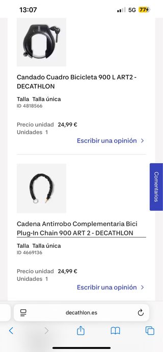 Bicicleta paseo Btwin elops 500 M- cesta+ candados