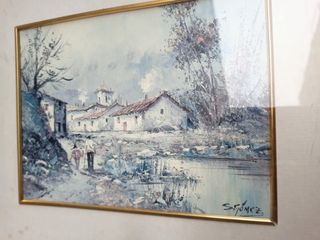 Cuadro antiguo casa firmado