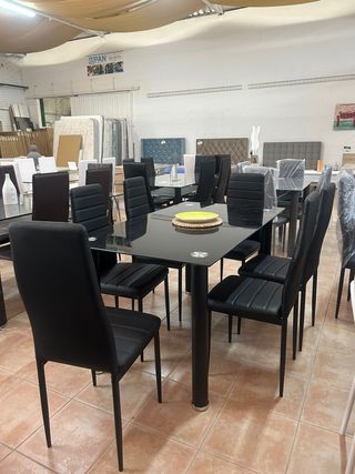 Mesa Comedor 6 Sillas Negra- Nueva 