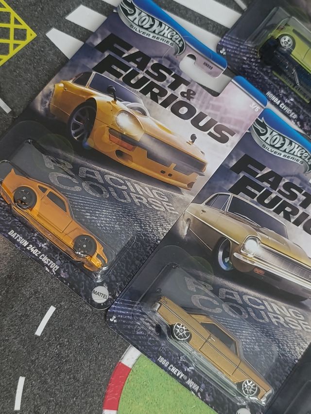 Hot Wheels silver Fast and Furious x5 Racing Cours