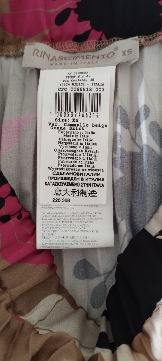 Falda plisada Rinascimiento XS