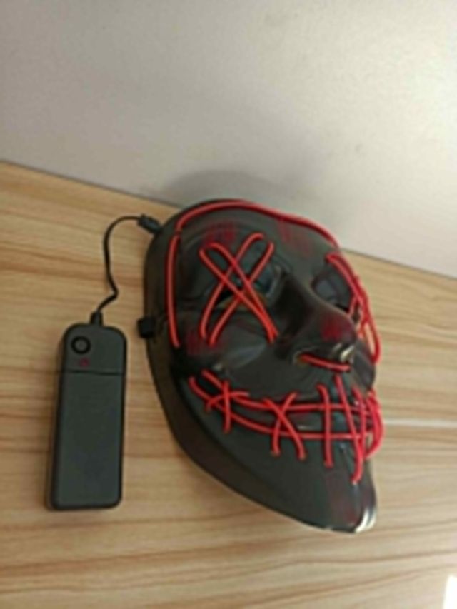 Máscara LED Halloween – Negra con Luz Roja